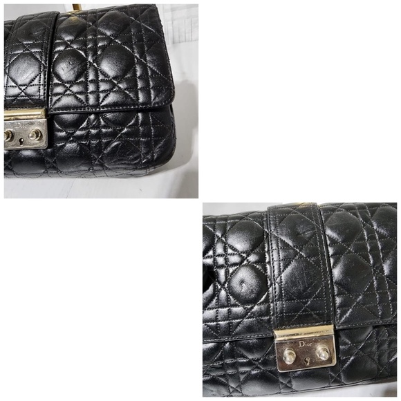 Authentic CHRISTIAN DIOR Lambskin Cannage Medium Miss Dior Flap Shoulder Bag Bla - Picture 11 of 16